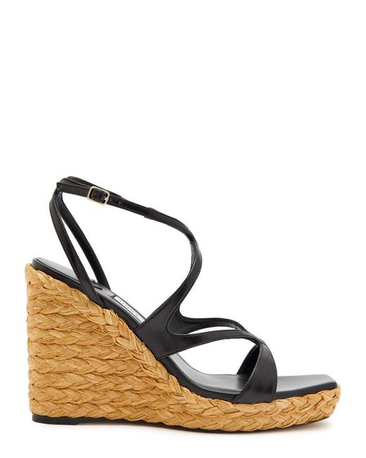 Jimmy Choo Metallic Ayla 110 Leather Espadrille Wedge Sandals