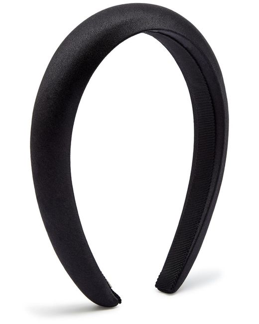 Jennifer Behr Black Tori Padded Silk-Satin Headband