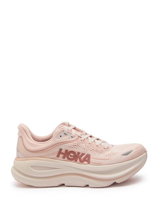 Hoka One One Pink Bondi 9 Mesh Sneakers