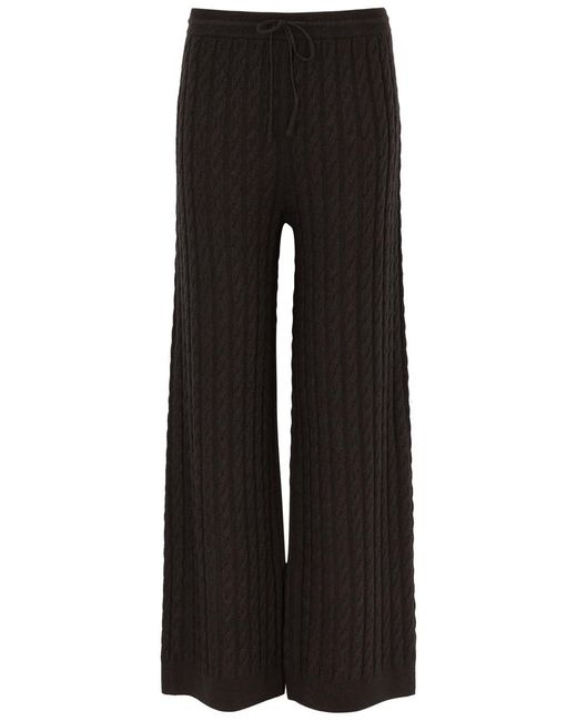 Totême  Black Totême Cable-knit Wool And Cashmere-blend Trousers