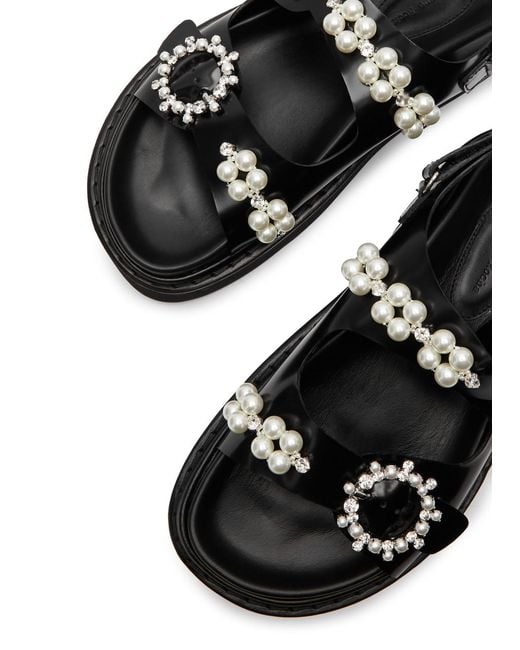 Simone Rocha Black Embellished Leather Platform Sandals