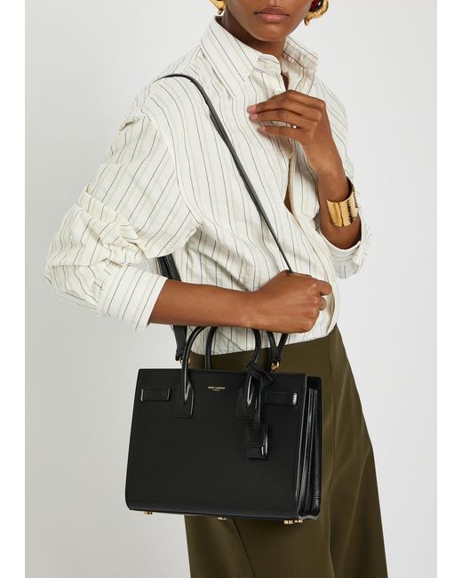 Saint Laurent Black Sac De Jour Mini Leather Top Handle Bag