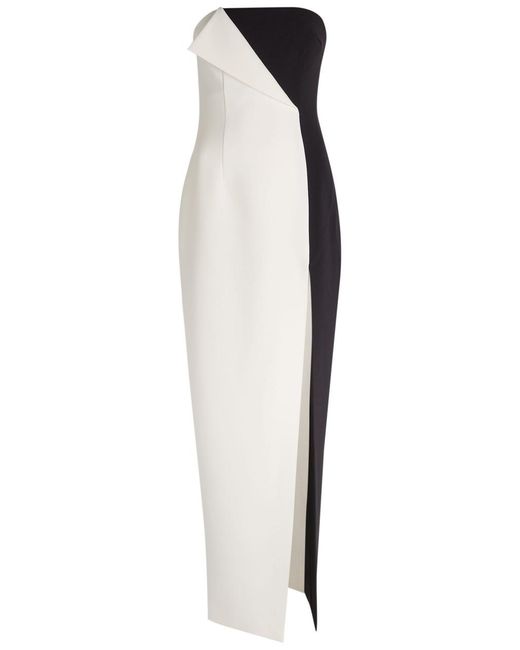 Ronny Kobo White River Colour-Block Strapless Crepe Midi Dress