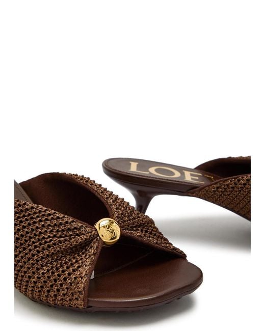Loewe Brown Pebble Soft 45 Raffia And Leather Sandals