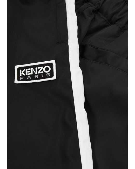 KENZO Black Striped Logo Nylon Track Pants for men