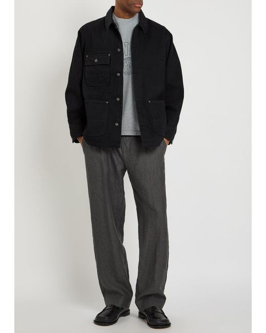 vowels Black Patch Pocket Denim Jacket for men