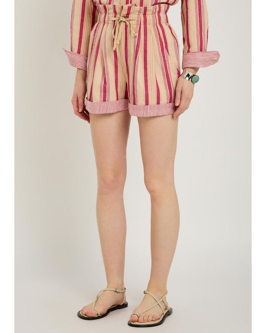 Isabel Marant Pink Nirma Striped Cotton Shorts
