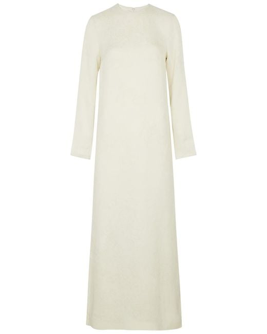Totême  White Textured Floral-jacquard Maxi Dress
