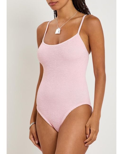 Hunza G Pink Pamela Crinkle Swimsuit