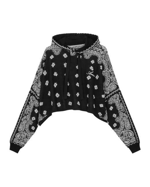 Amiri Black Bandana-intarsia Hooded Cotton Sweatshirt