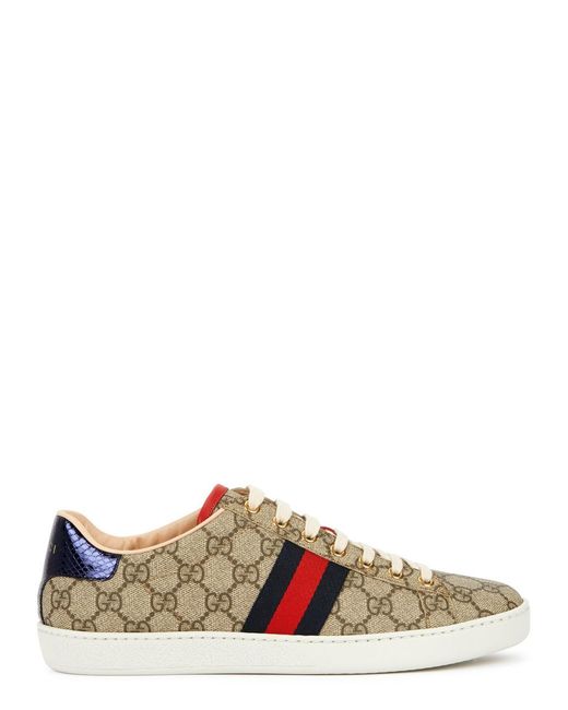 Gucci Natural New Ace Gg Supreme Canvas Sneakers