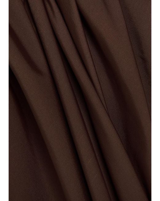 De La Vali Brown Elara Draped Stretch-Jersey Mini Dress