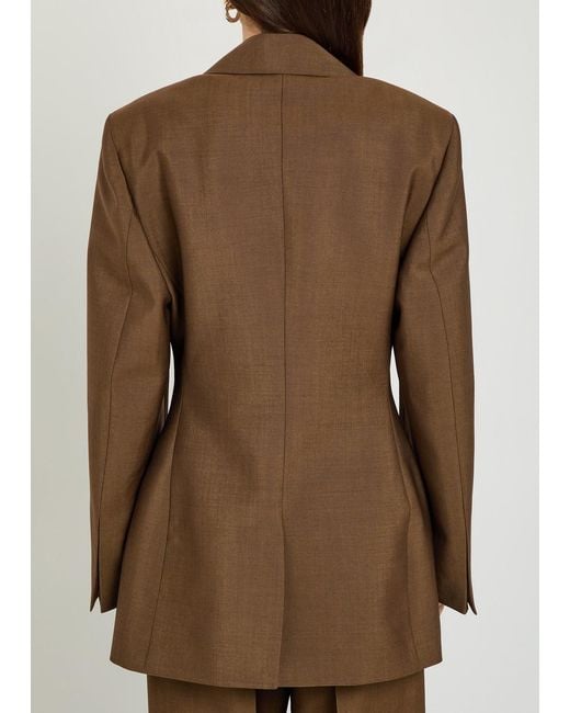 Rohe Brown Double-Breasted Wool And Mohair-Blend Blazer