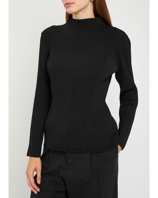 Issey Miyake Black Pleated Crepe Top
