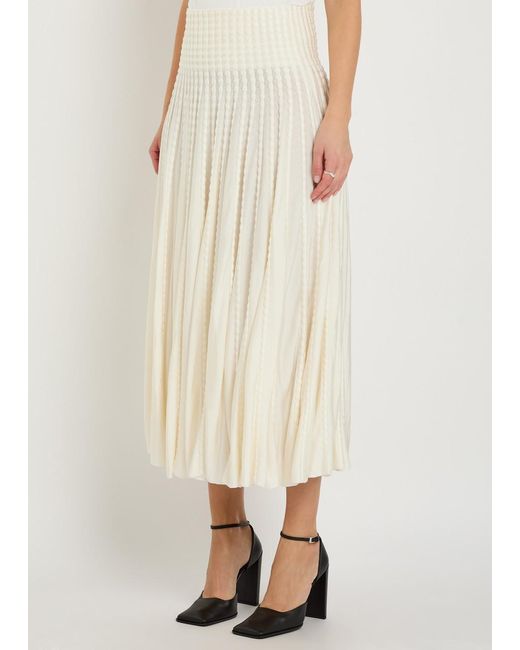 Alaïa Natural Textured Knit Midi Skirt