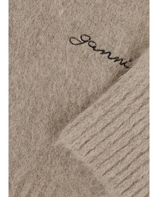 Ganni Natural Logo-embroidered Alpaca-blend Jumper