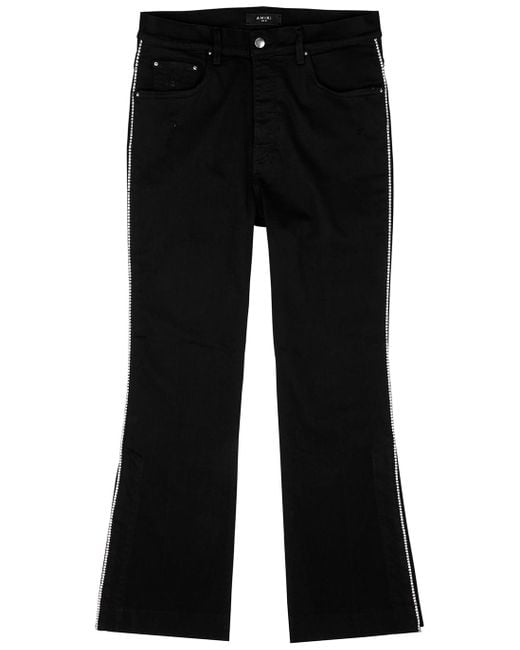 Amiri Stack Crystal-trimmed Flared-leg Jeans in Black for Men | Lyst