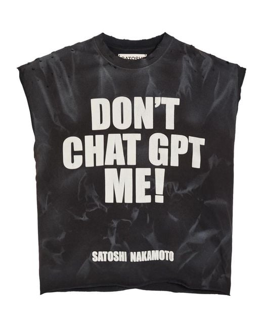 Satoshi Nakamoto Black Chat Gptee Distressed Cotton T-Shirt for men