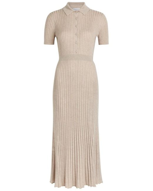 Gabriela Hearst Natural Amor Ribbed Cashmere-Blend Midi Dress