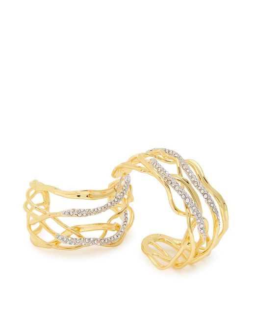 Alexis Metallic Solanales Two-Tone 14Kt-Plated Hoop Earrings