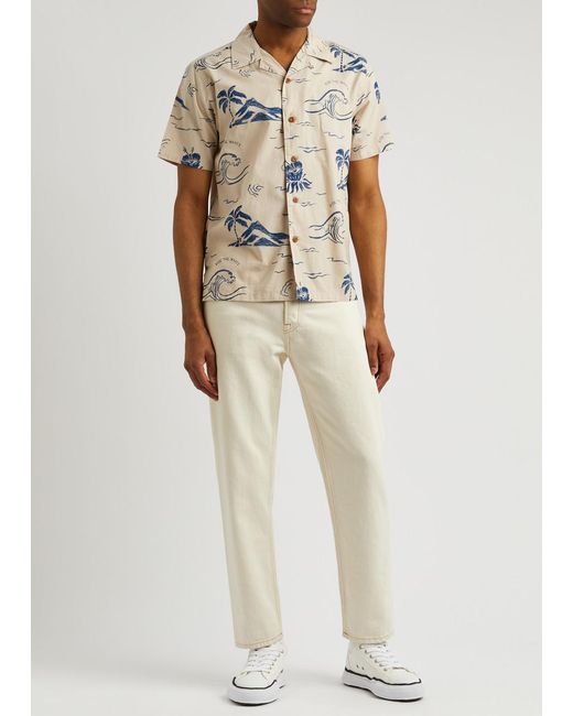 Nudie Jeans White Arvid Printed Cotton Shirt for men