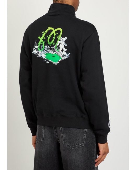 Malbon Black Grateful Dead Printed Half-Zip Cotton Sweatshirt for men