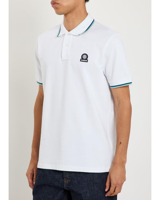 Sandbanks White Logo Piqué Cotton Polo Shirt for men