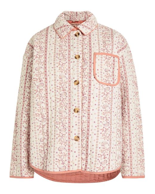 Free People Pink Alexie Printed Cotton Jacket