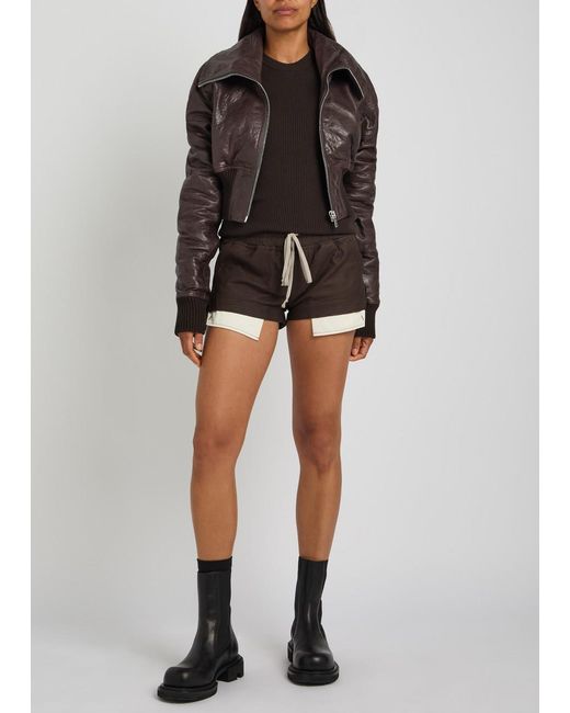 Rick Owens Brown Fog Boxers Suede Shorts
