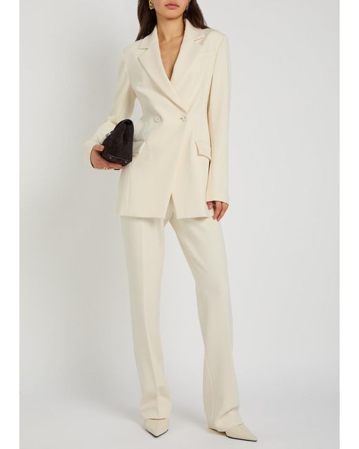 Another Tomorrow Natural Double-Breasted Fitted Jersey Blazer