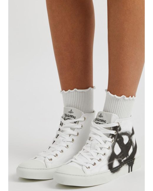 Vivienne Westwood White Orb-print Canvas High-top Sneakers