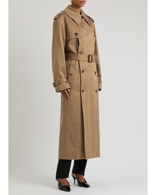 Saint Laurent Natural Double-Breasted Cotton Twill Trench Coat