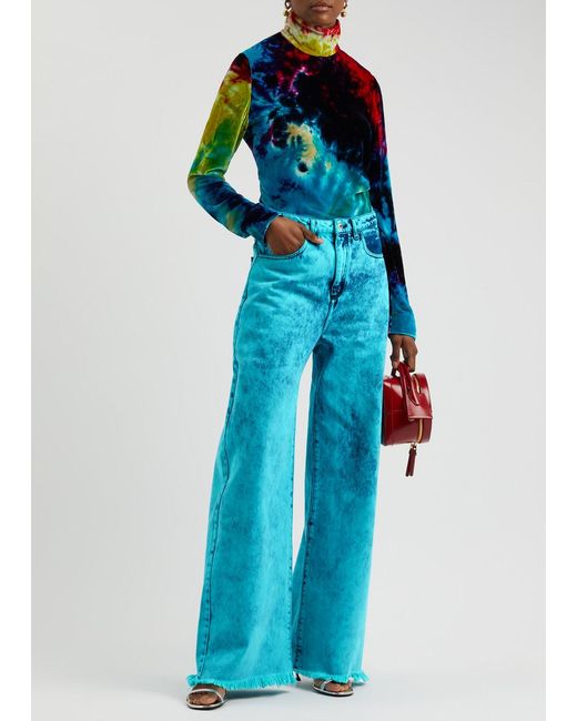 Marques'Almeida Blue Overdyed Wide-Leg Jeans