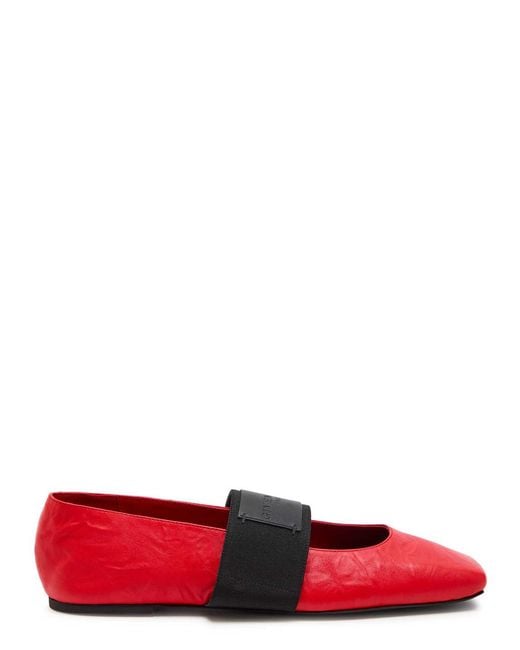 Givenchy Red Logo-Appliquéd Leather Ballet Flats