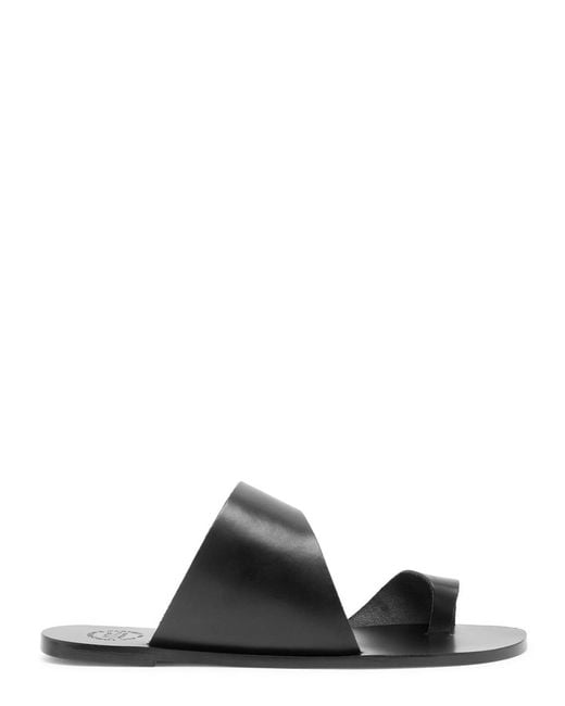 Atp Atelier Black Centola Leather Thong Sandals