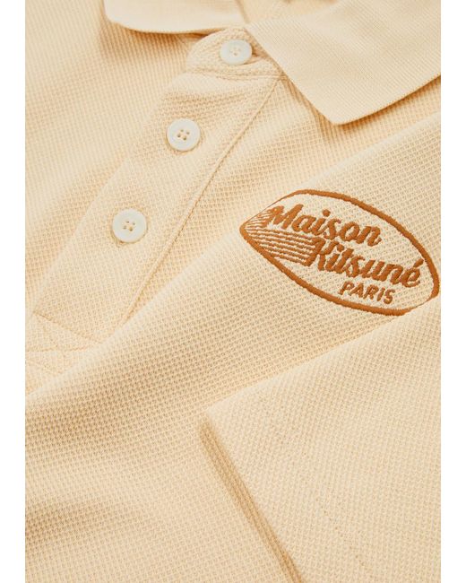 Maison Kitsuné Natural Logo Waffle-knit Cotton Polo Shirt for men