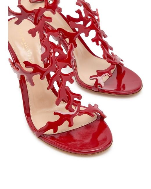 Gianvito Rossi Red Ocean 95 Coral-Design Glossed Nappa Sandals