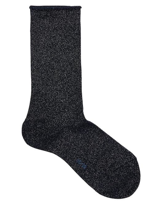 Falke Black Shiny Metallic-weave Socks