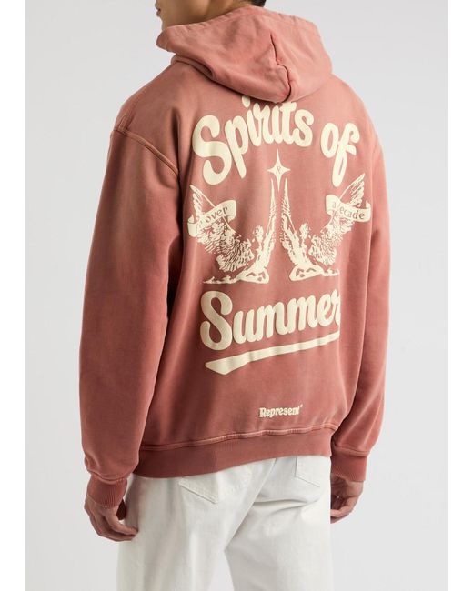 Represent Pink Spirits Of Summer Printed Hooded Cotton Sweatshirt for men