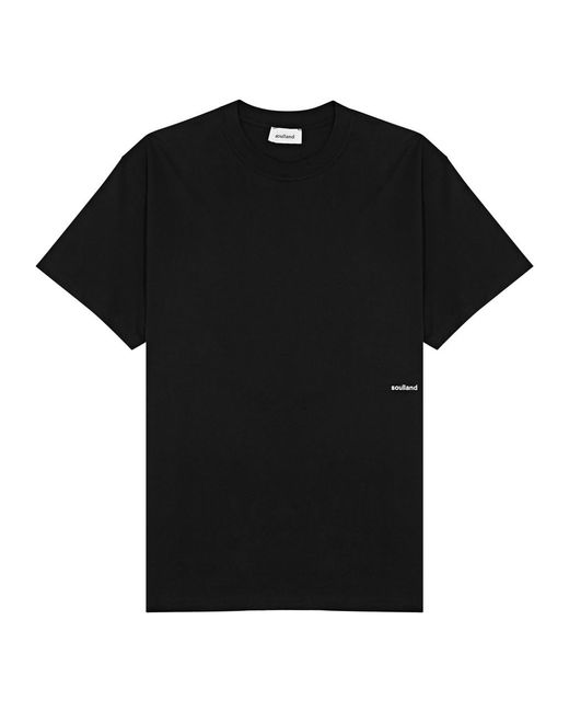 Soulland Black Ash Logo-Print Cotton T-Shirt for men