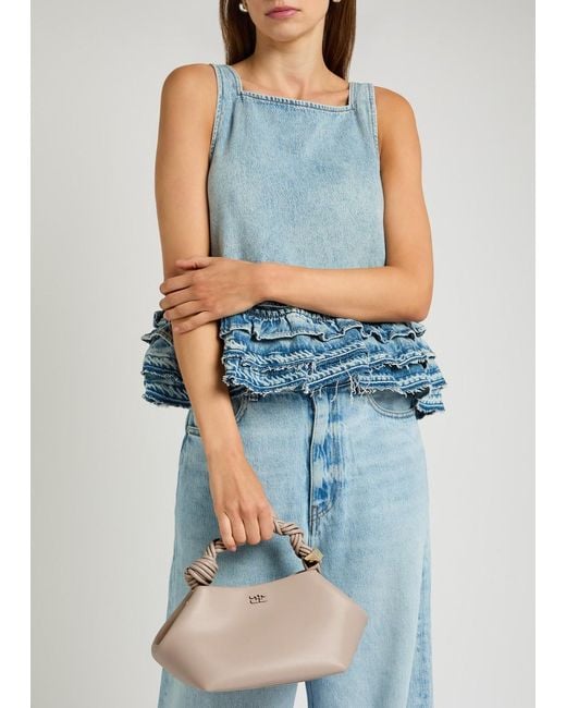 Ganni Metallic Bou Small Leather Top Handle Bag