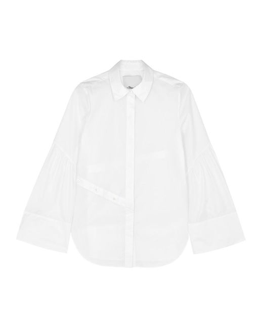 3.1 Phillip Lim White Asymmetric Cotton-blend Poplin Shirt