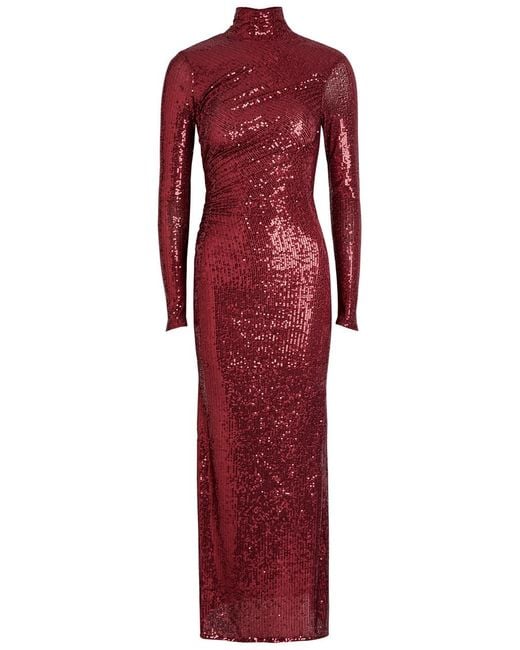 Needle & Thread Red Malia Sequin-Embellished Tulle Gown