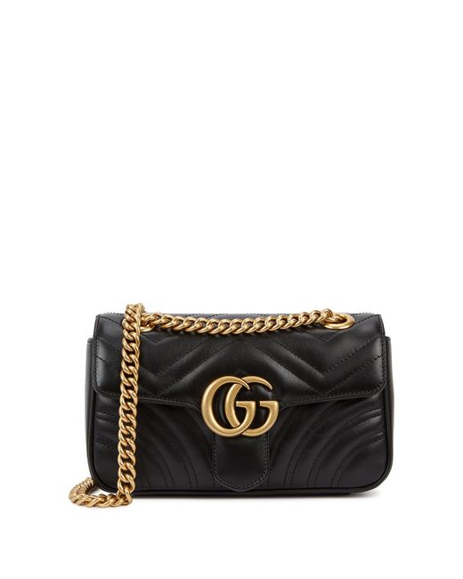 Gucci Black Gg Marmont Mini Leather Cross-Body Bag, Cross-Body Bag