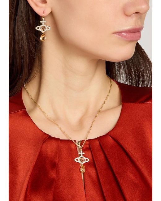Vivienne Westwood White Olympia Pavé Drop Earrings
