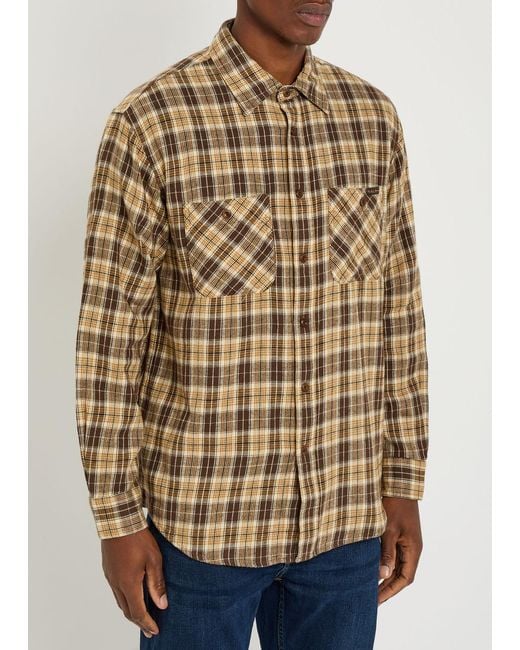 Nudie Jeans Natural Julian Checked Cotton And Linen-Blend Shirt for men