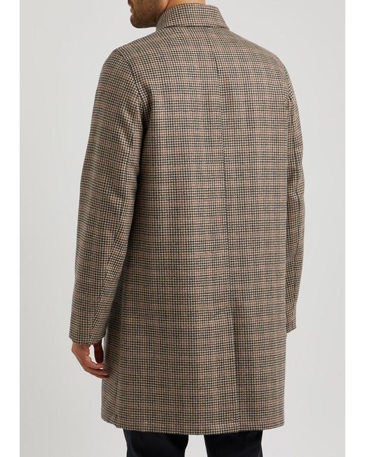 Paul Smith Brown Houndstooth Wool Coat for men