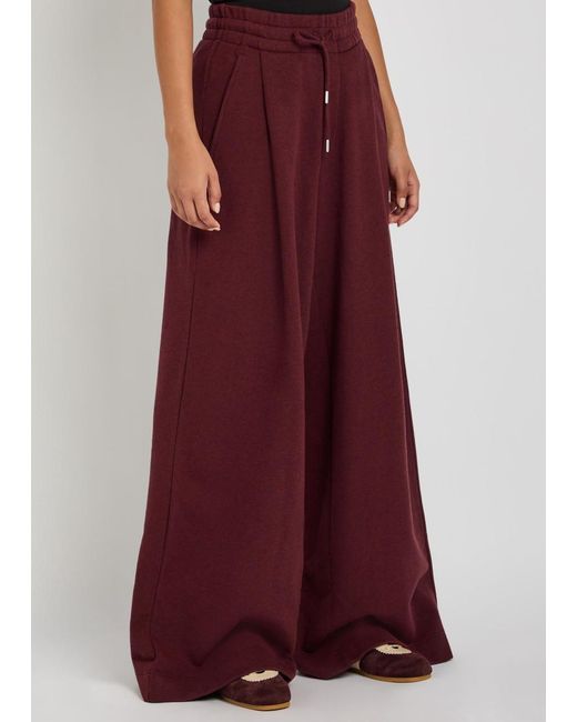 Dries Van Noten Red Hadium Pleated Wide-Leg Cotton Sweatpants