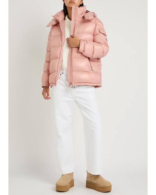 Moncler Pink Maire Padded Hooded Laqué Nylon Jacket