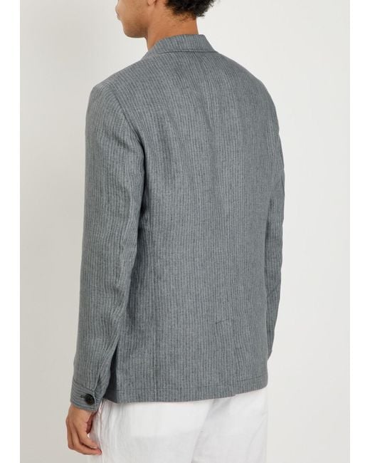 Oliver Spencer Gray Pinstripe Cotton-Blend Blazer for men